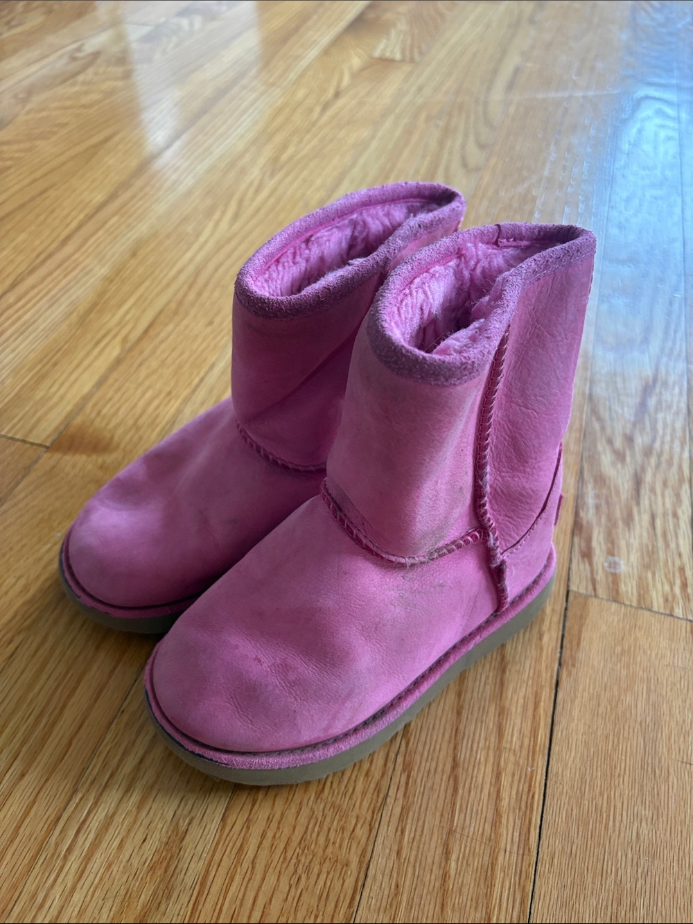 UGG Pink Suede Kids Classic Short Boots